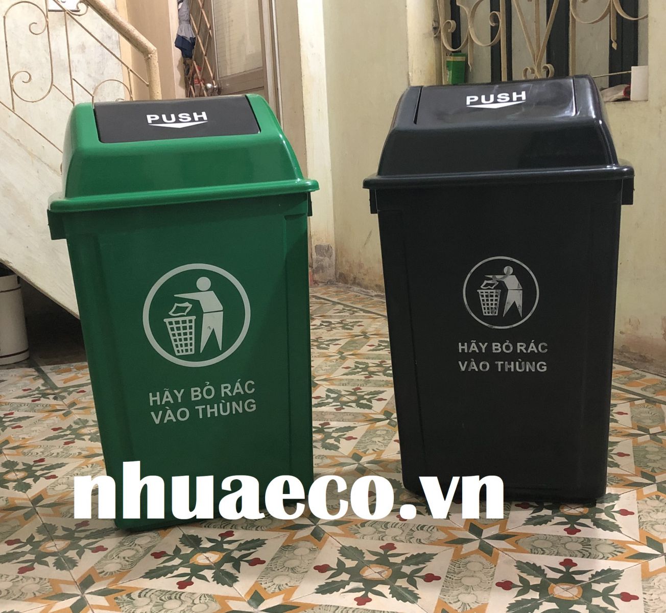 Thùng rác nhựa 60L nắp bập bênh, nhỏ gọn, cứng cáp