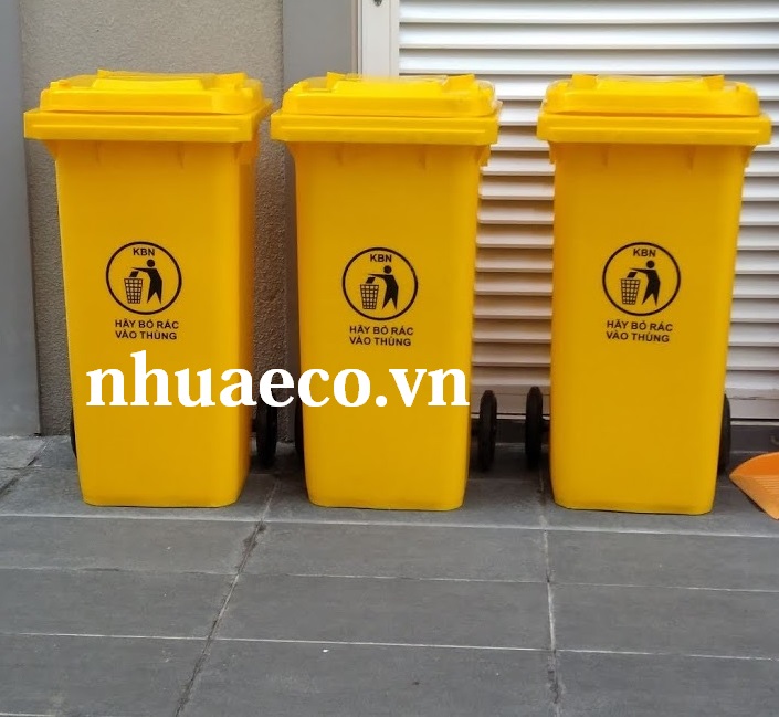 Thùng đựng rác nhựa HDPE 120L màu vàng chất lượng