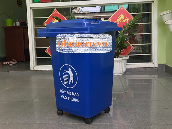 Thùng rác nhựa 60 lít xanh dương chứa rác thải sinh hoạt