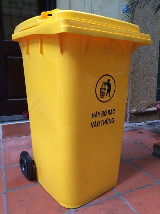 Thùng rác nhựa y tế 240 lít màu vàng ngăn chặn lây lan dịch bệnh