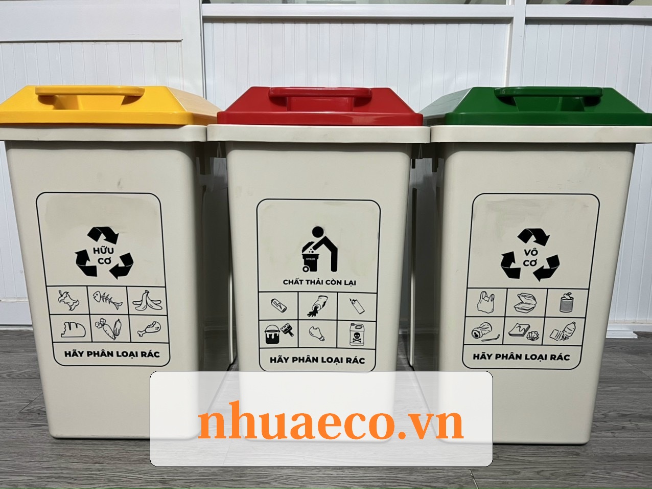 Thùng rác phân loại 60 lít 3 ngăn