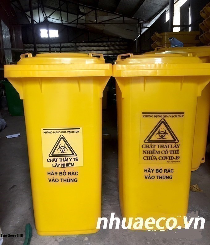 Thùng rác phân loại rác thải y tế theo khuyến cáo của Bộ Y tế