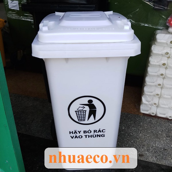 Thùng chứa rác thải tái chế 120L màu trắng