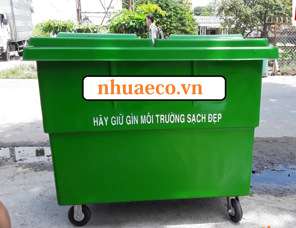 Thùng thu gom rác 1000L 4 bánh