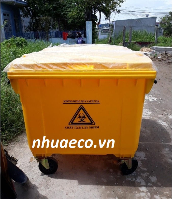 Thùng rác y tế 660l màu vàng chứa chất thải lây nhiễm bệnh viện