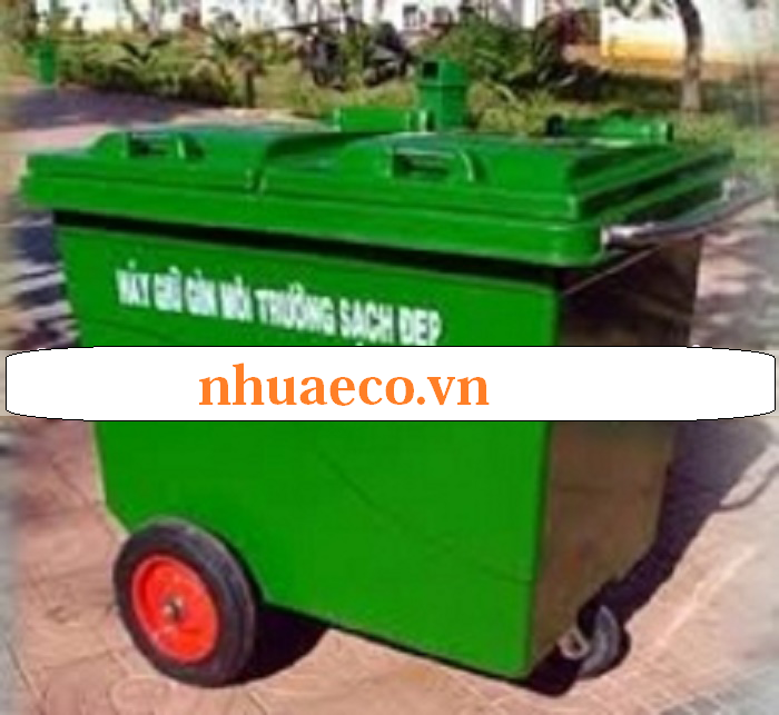 Xe gom rác đẩy tay 1000L 3 bánh siêu bền